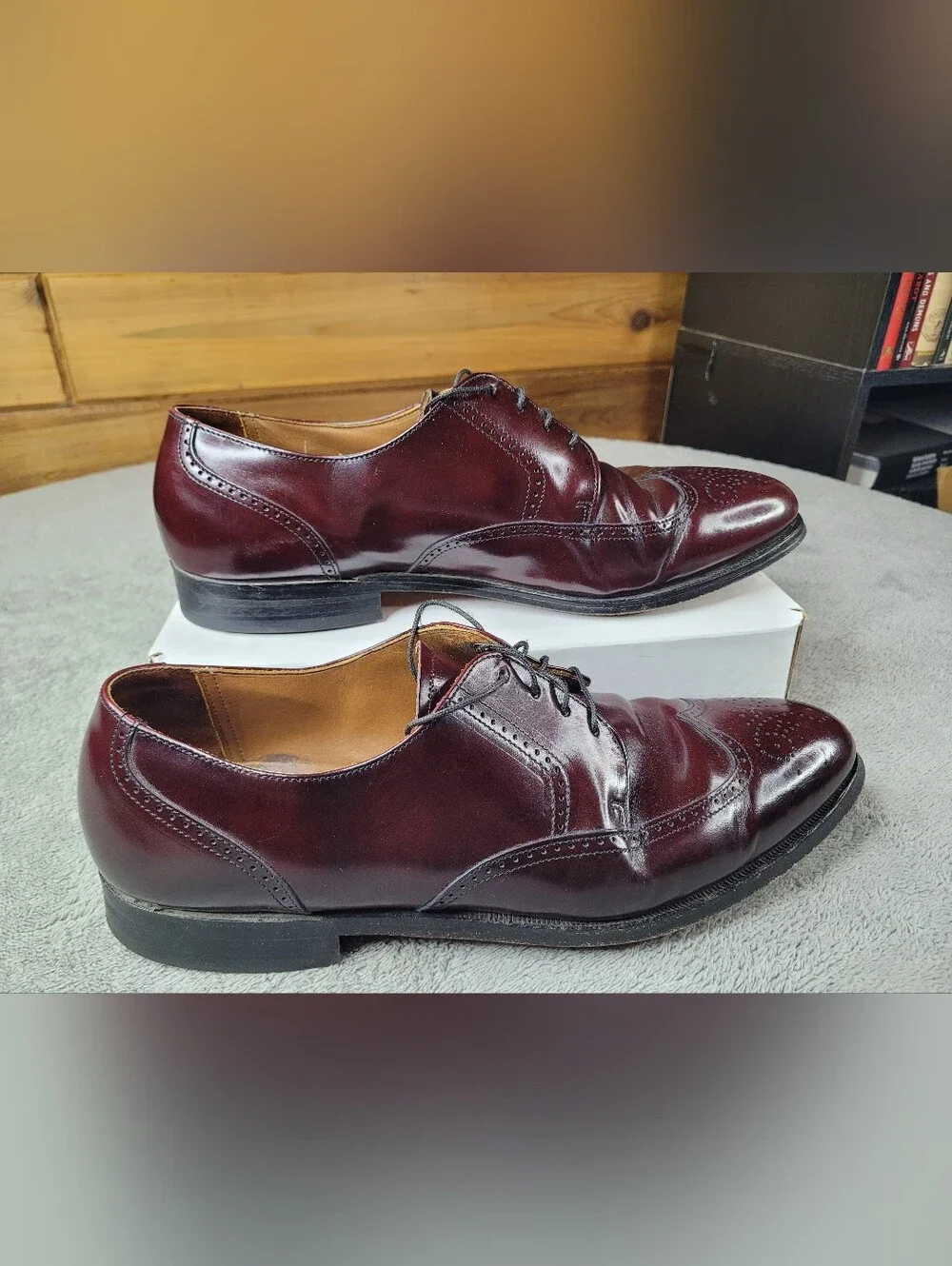 Bostonian 26268 Dress Shoes Mens 10.5 D Burgundy Leather Wingtip Classic Formal